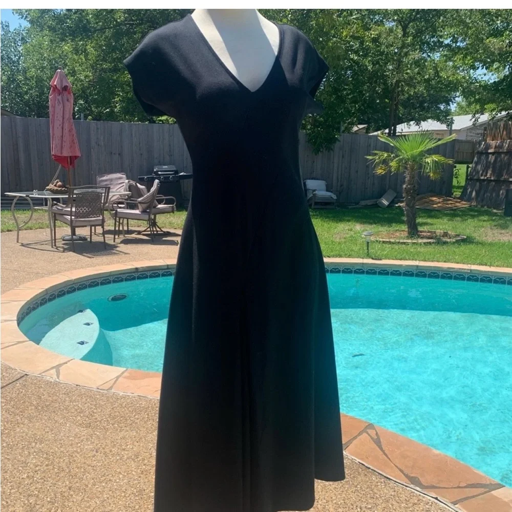 Maeve Black V-Neck Midi Dress - Picture 2 of 3